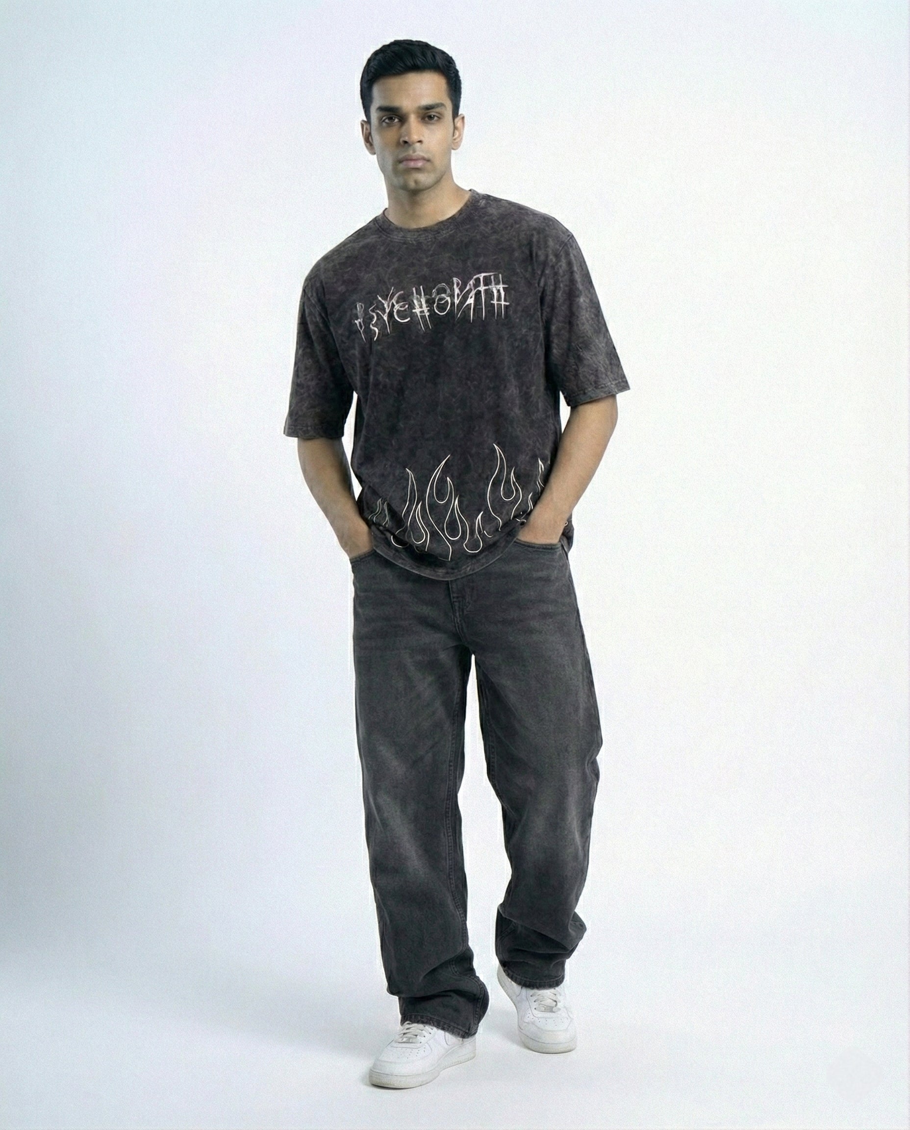Psychopath Acid Wash Oversized Fit T-Shirt – Premium Cotton Streetwear Tee