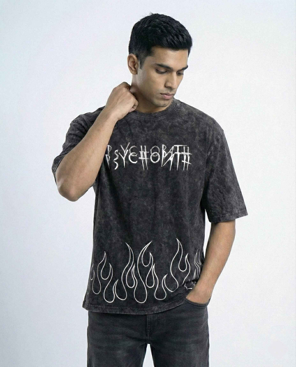 Psychopath Acid Wash Oversized Fit T-Shirt – Premium Cotton Streetwear Tee