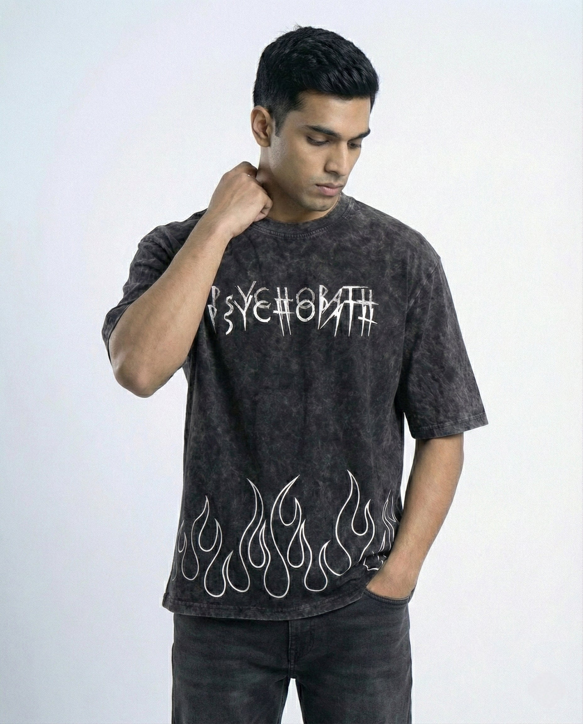 Psychopath Acid Wash Oversized Fit T-Shirt – Premium Cotton Streetwear Tee