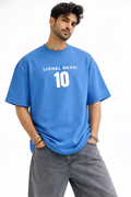 Lionel Messi 10 Oversized Ocean Blue T-Shirt – GOAT Tribute Graphic Tee
