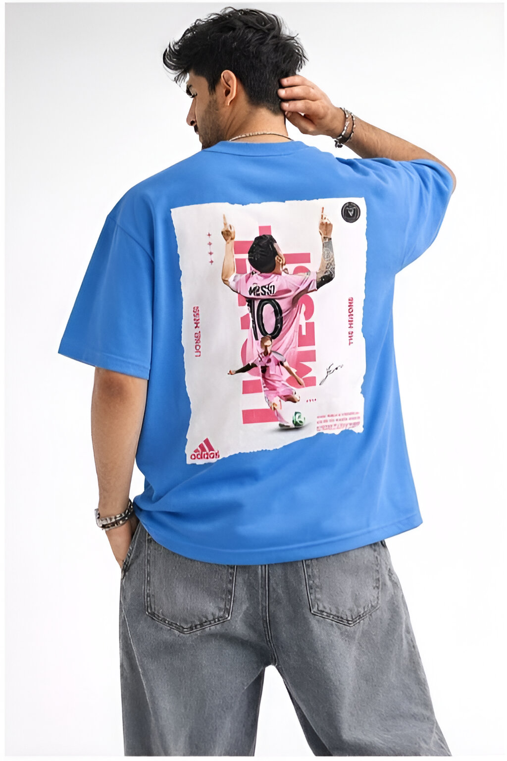 Lionel Messi 10 Oversized Ocean Blue T-Shirt – GOAT Tribute Graphic Tee