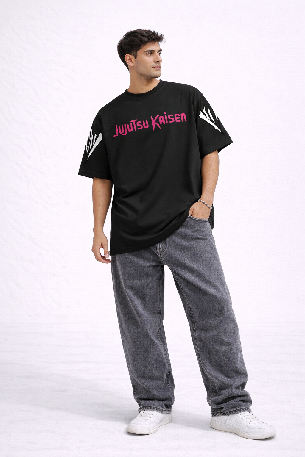 Jujutsu Kaisen Anime Oversized T-Shirt – Sukuna Graphic Back Print (Black)