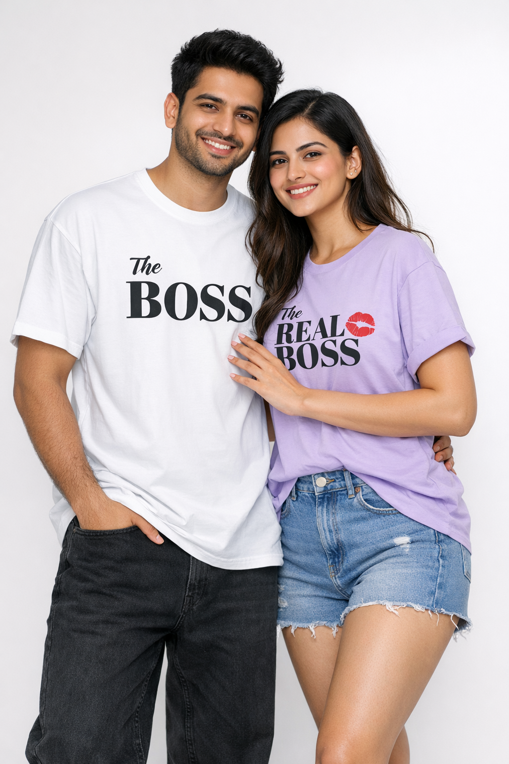 The Boss & The Real Boss Couple T-Shirt Set | Regular Fit Premium Cotton Tees