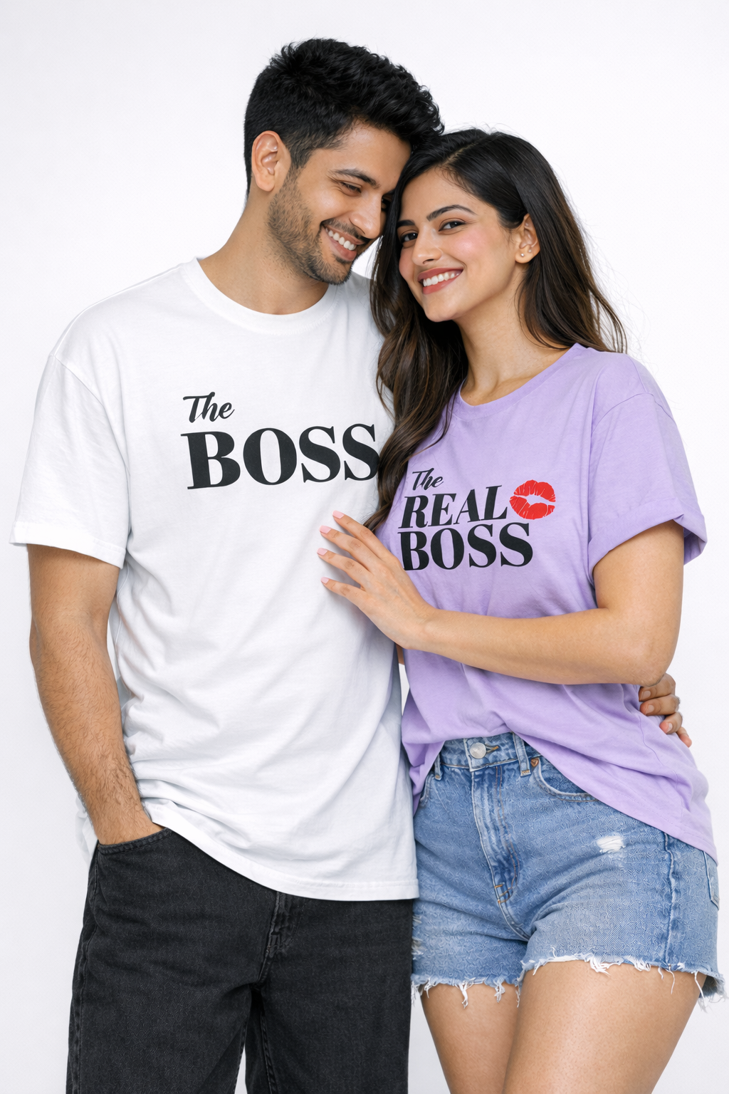 The Boss & The Real Boss Couple T-Shirt Set | Regular Fit Premium Cotton Tees