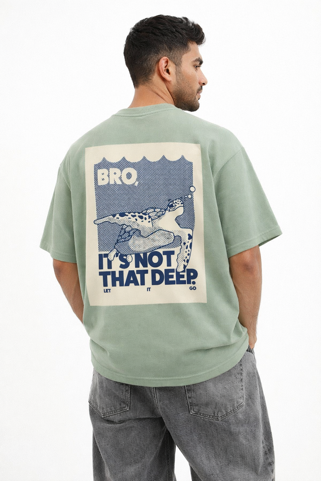 It’s Not That Deep Oversized Mint Green T-Shirt – Minimal Graphic Streetwear Tee