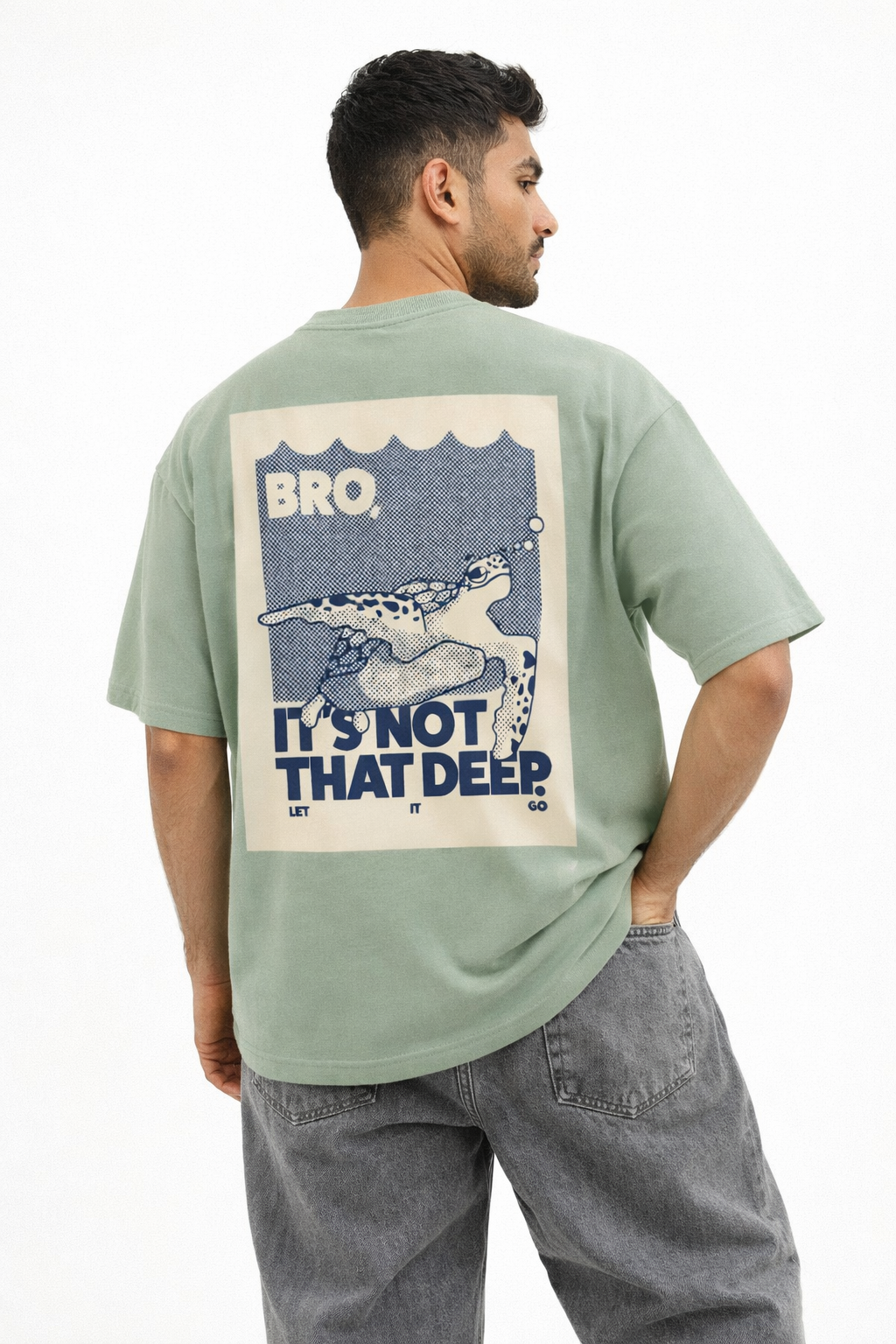 It’s Not That Deep Oversized Mint Green T-Shirt – Minimal Graphic Streetwear Tee
