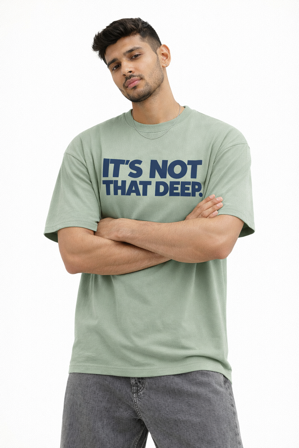 It’s Not That Deep Oversized Mint Green T-Shirt – Minimal Graphic Streetwear Tee