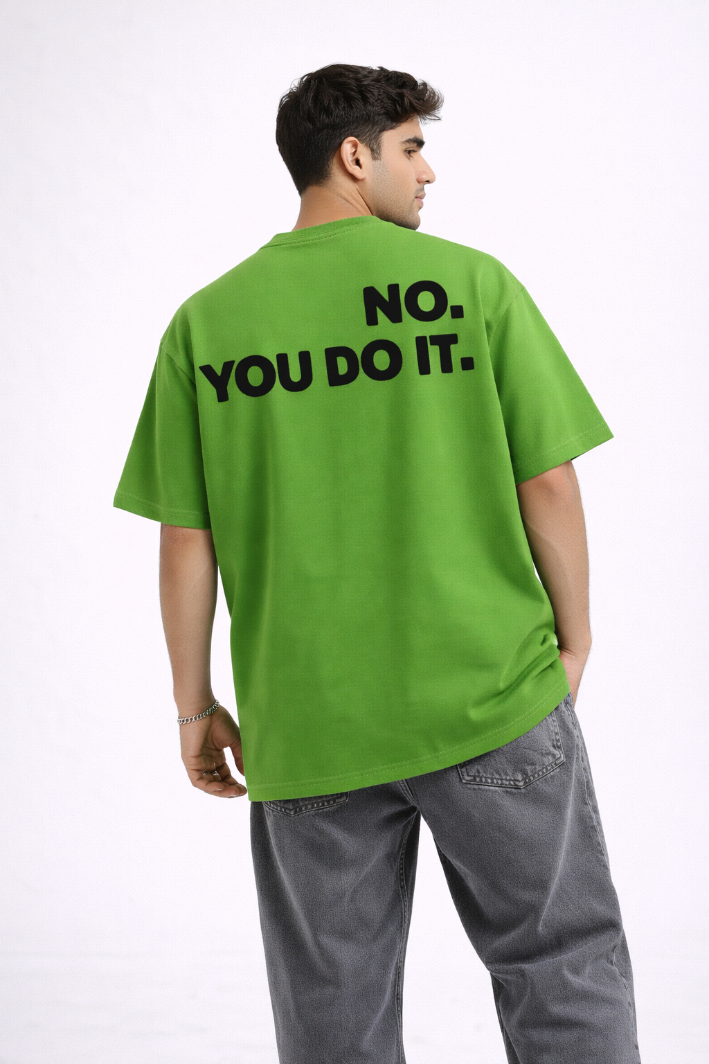 No. You Do It Oversized Panda Graphic T-Shirt – Parrot Green Streetwear Tee