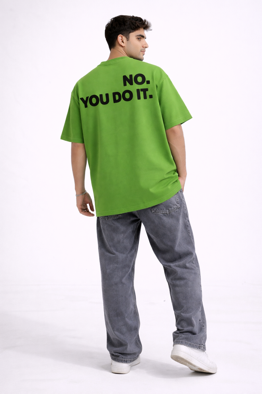 No. You Do It Oversized Panda Graphic T-Shirt – Parrot Green Streetwear Tee
