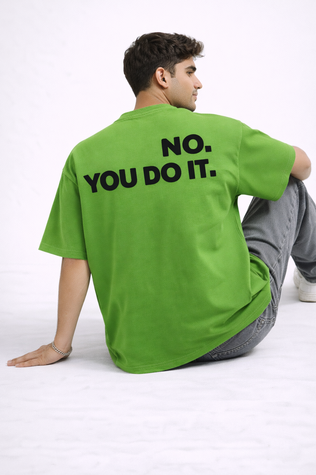 No. You Do It Oversized Panda Graphic T-Shirt – Parrot Green Streetwear Tee