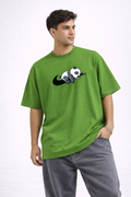 No. You Do It Oversized Panda Graphic T-Shirt – Parrot Green Streetwear Tee