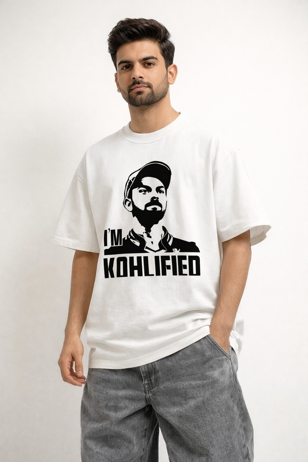 I’m Kohlified Oversized White T-Shirt – Virat Kohli Inspired Graphic Tee