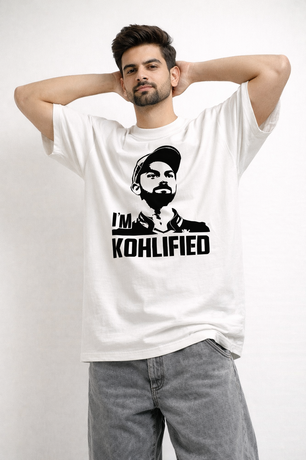 I’m Kohlified Oversized White T-Shirt – Virat Kohli Inspired Graphic Tee