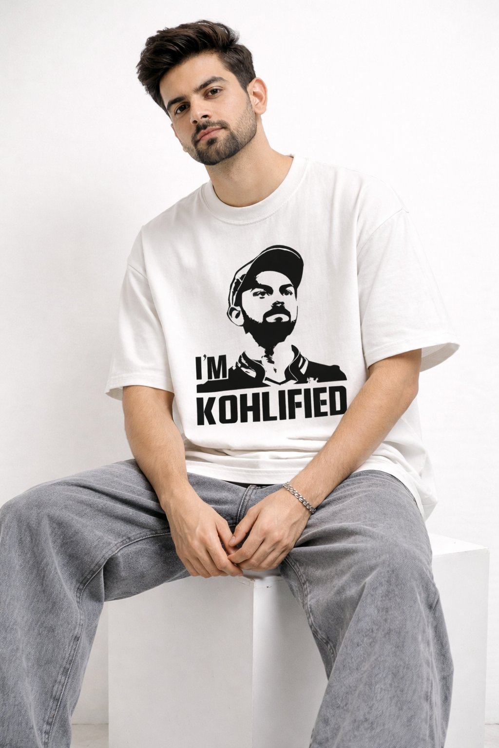 I’m Kohlified Oversized White T-Shirt – Virat Kohli Inspired Graphic Tee