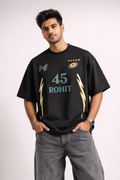 Rohit 45 – Mumbai Fan Edition Oversized T-Shirt | IPL Fan Jersey | Oversized Cricket T-Shirt Black