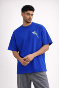 Ocean Lover Oversized Royal Blue T-Shirt – Dolphin Graphic Back Print Streetwear Tee