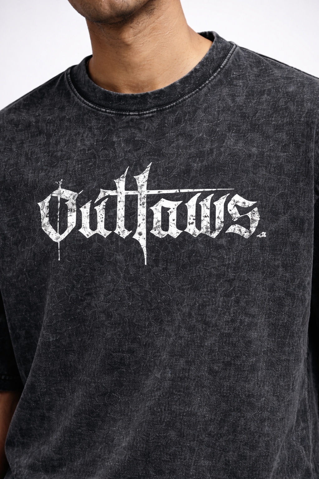 Outlaws Acid Wash Oversized Fit T-Shirt – Premium Cotton Streetwear Tee - Trendyverse