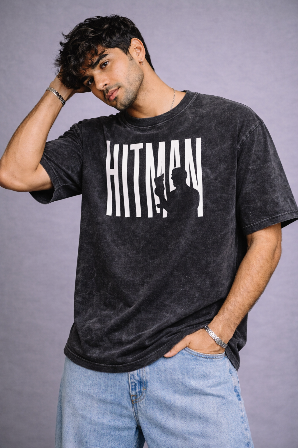 The HITMAN SHARMA Acid Wash Oversized T-Shirt
