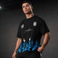 Blue Flame Football Oversized T-Shirt