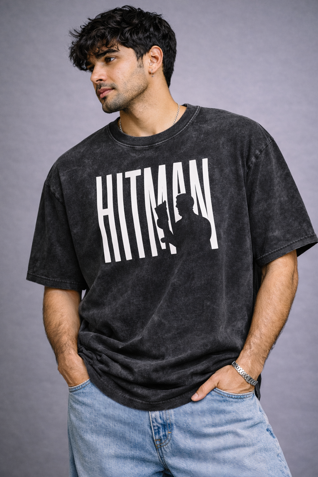 The HITMAN SHARMA Acid Wash Oversized T-Shirt