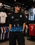 Blue Flame Football Oversized T-Shirt