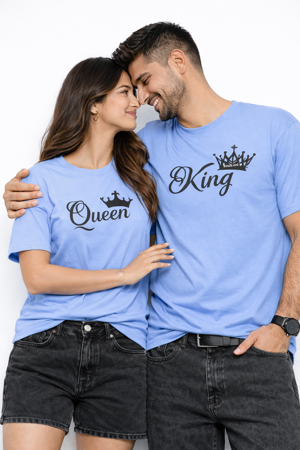 King & Queen Couple T-Shirt Set – Premium Cotton Matching Tees - Trendyverse