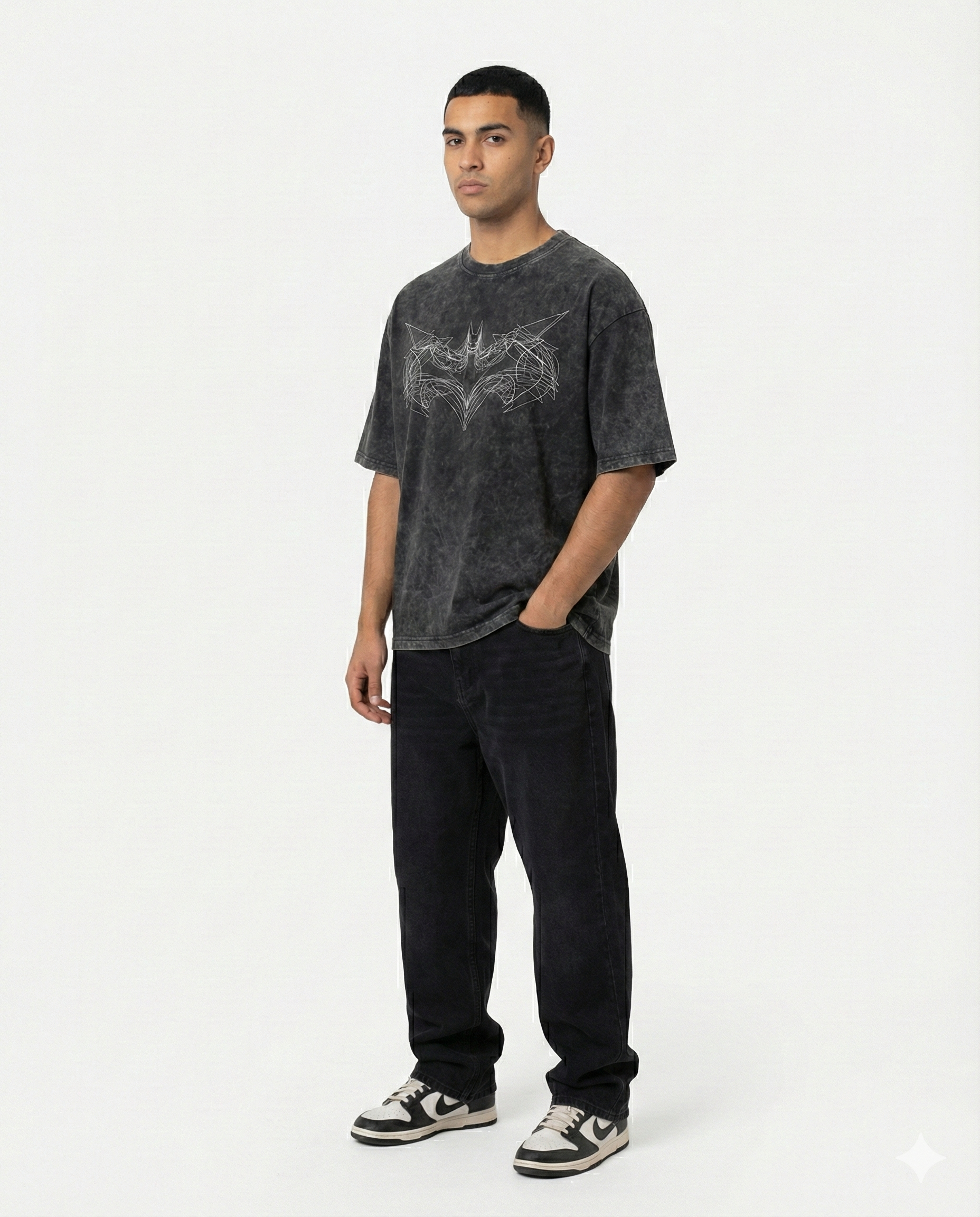 Batman Symbol Acid Wash Oversized T-Shirt – Premium Streetwear Essential