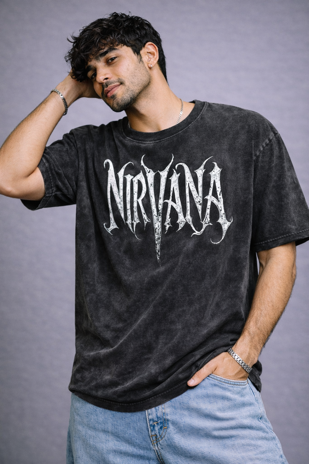 Nirvana Acid Wash Oversized T-Shirt – Vintage Grunge Streetwear - Trendyverse