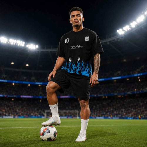 Blue Flame Football Oversized T-Shirt