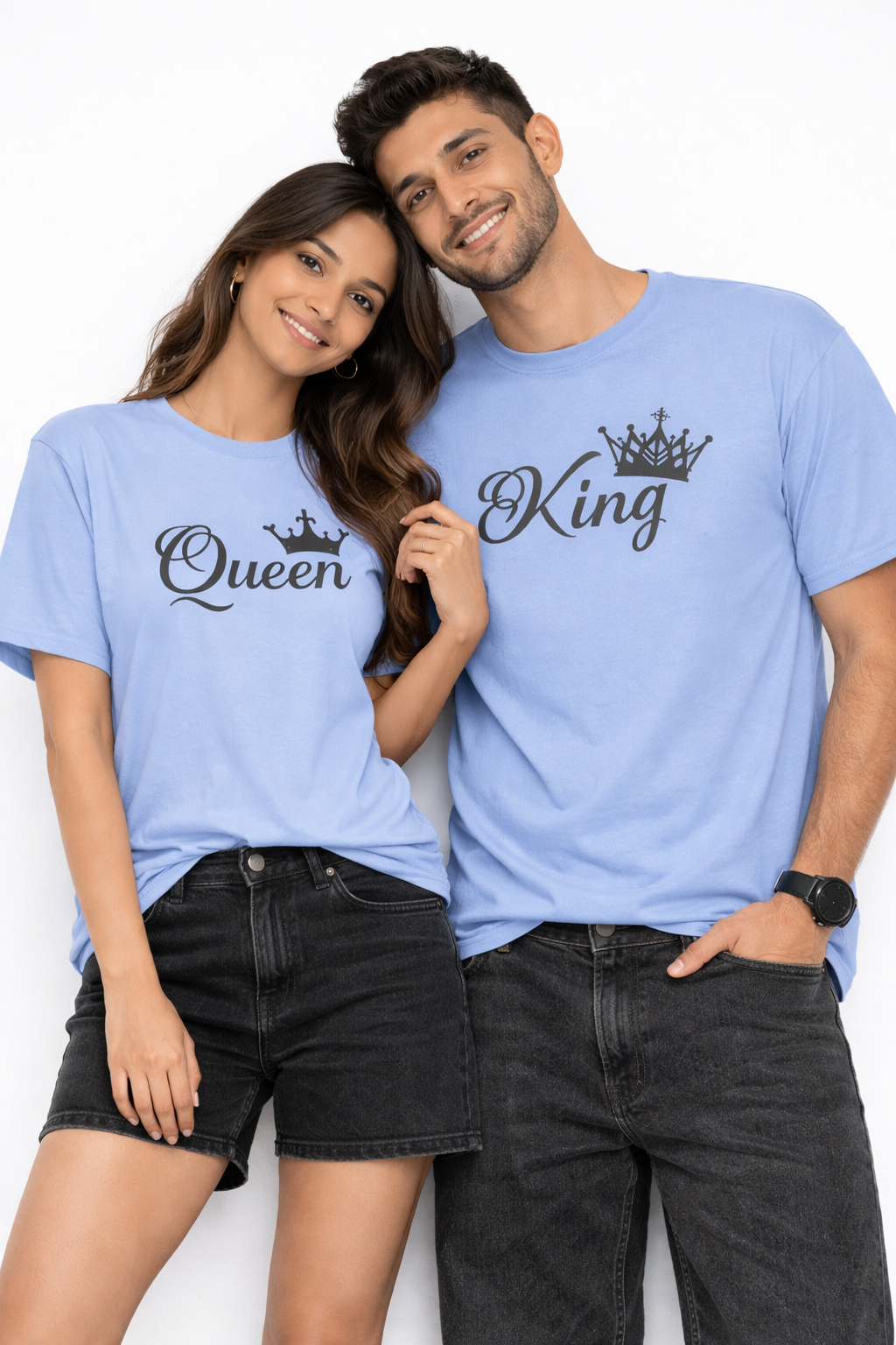 King & Queen Couple T-Shirt Set – Premium Cotton Matching Tees