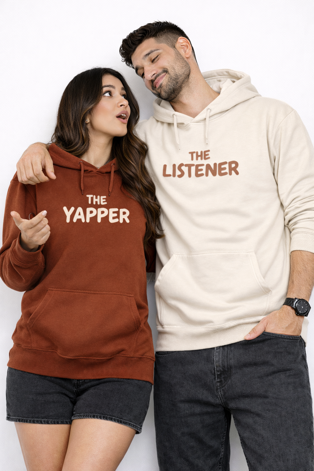 The Yapper & The Listener Couple Hoodie Set – Premium Cotton Fleece