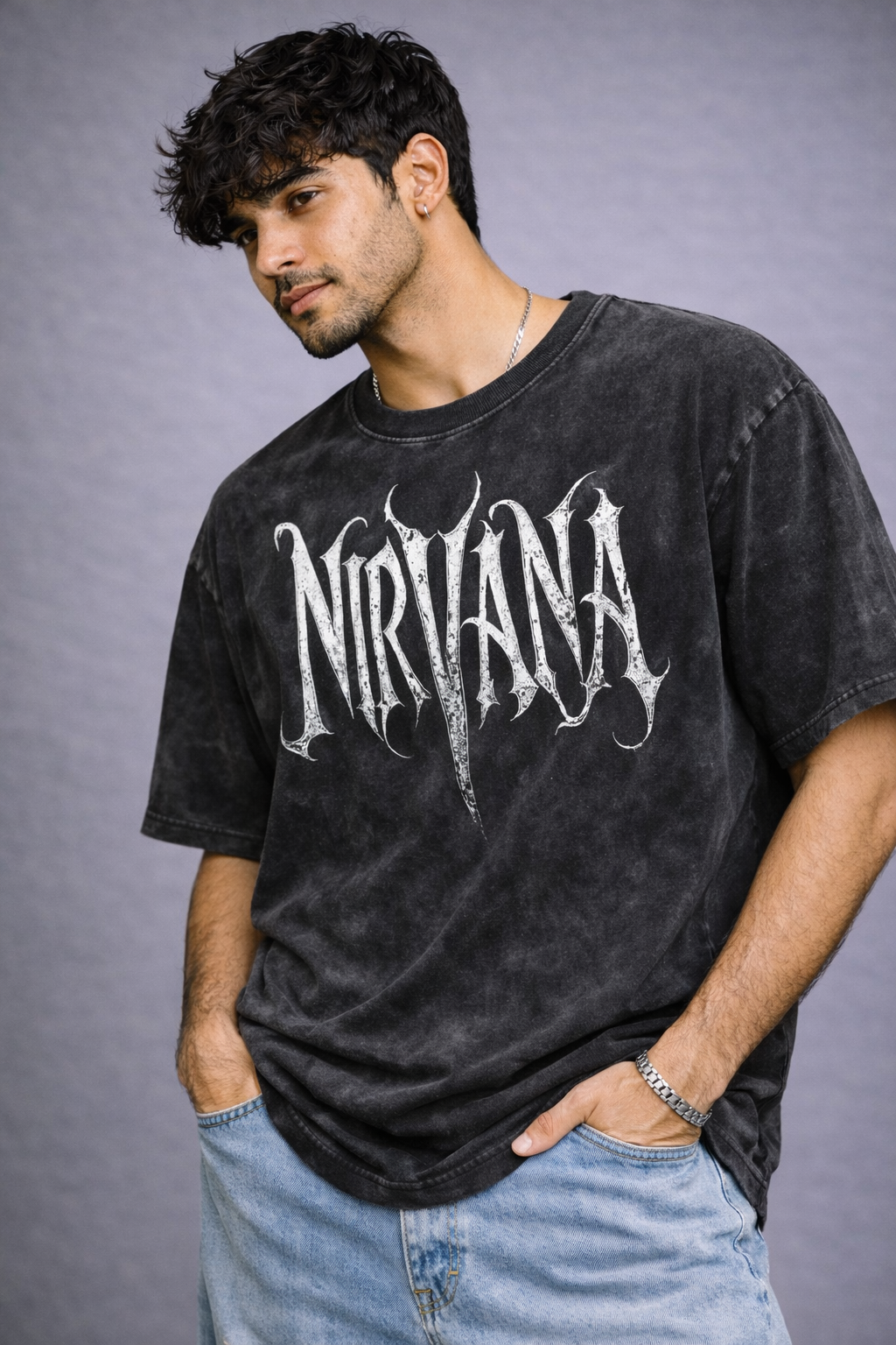 Nirvana Acid Wash Oversized T-Shirt – Vintage Grunge Streetwear - Trendyverse