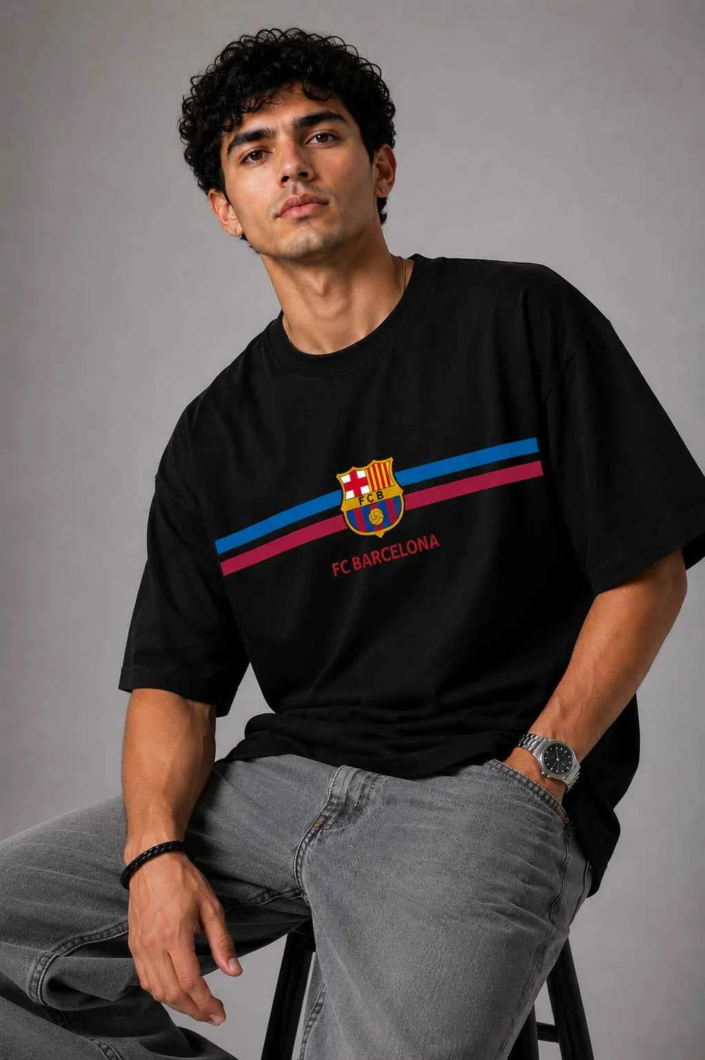 FC Barcelona Heritage Oversized Black T-Shirt