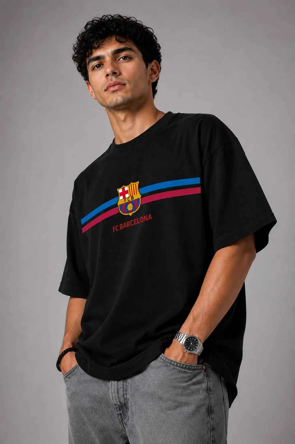 FC Barcelona Heritage Oversized Black T-Shirt
