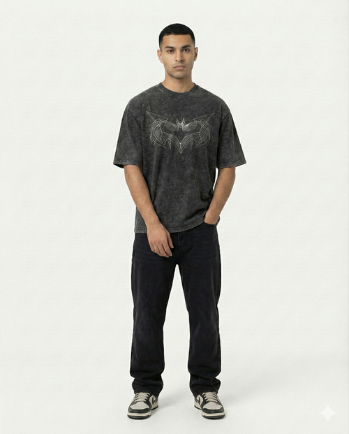 Batman Symbol Acid Wash Oversized T-Shirt – Premium Streetwear Essential