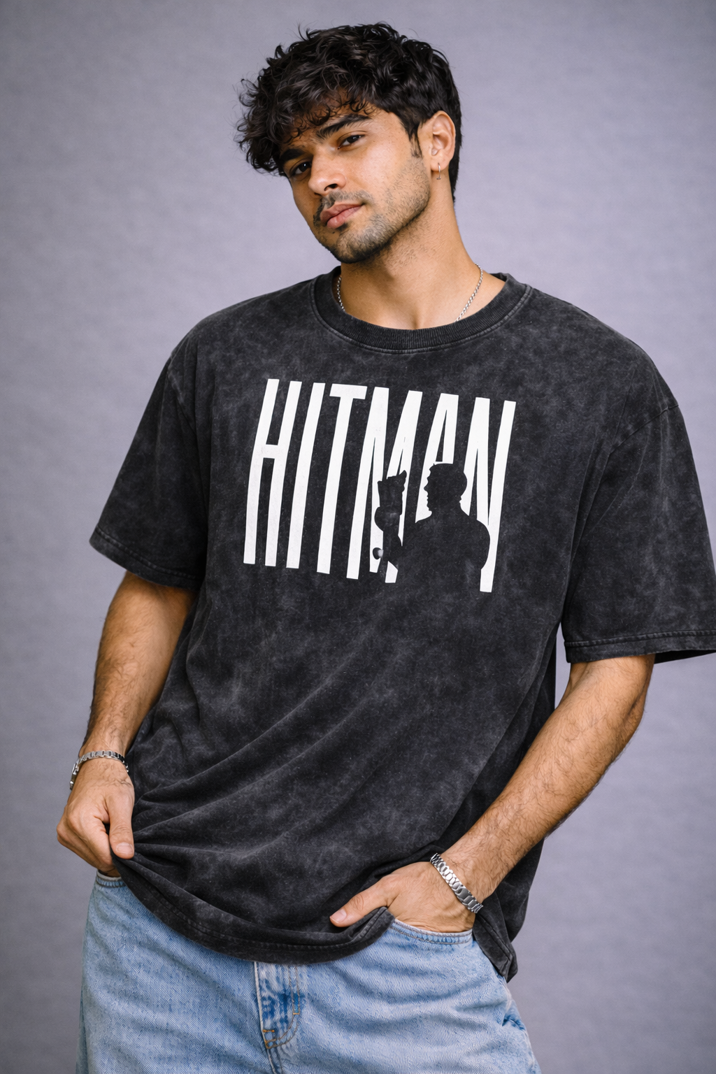 The HITMAN SHARMA Acid Wash Oversized T-Shirt