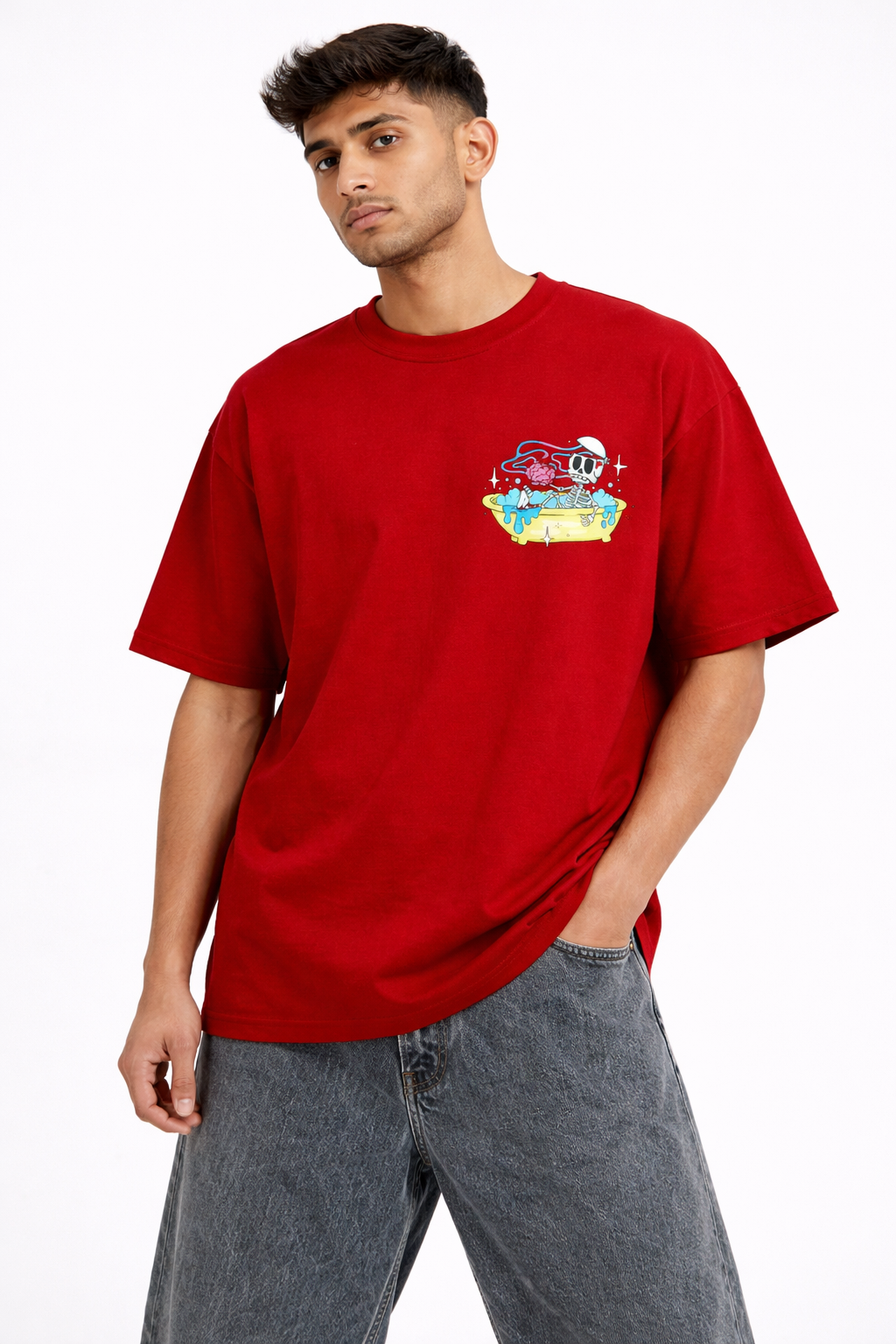 Take Care of Your Mind Oversized Graphic T-Shirt – Maroon | Unisex Streetwear Tee