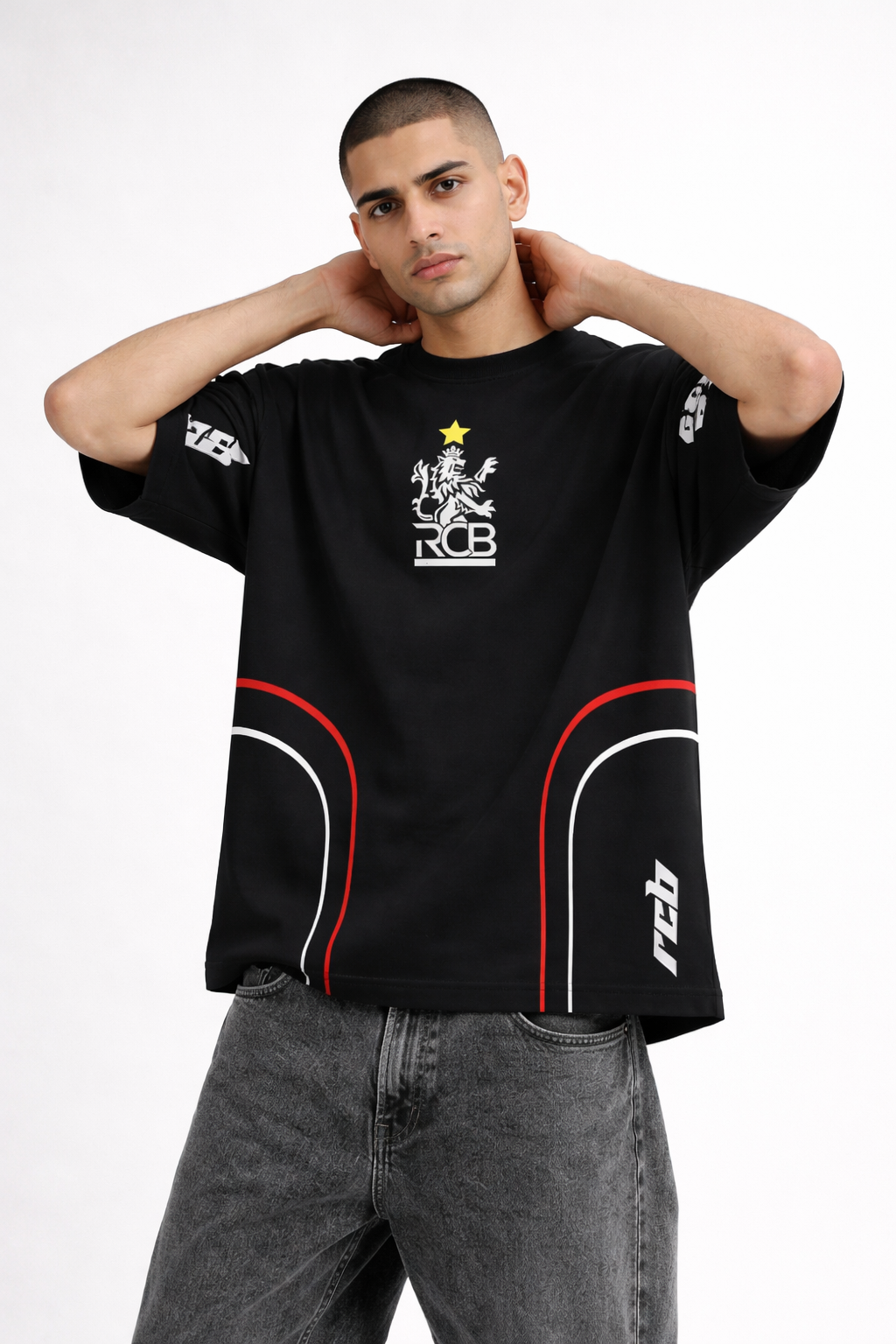 RCB Oversized Fan T-Shirt – Black | Unisex Royal Streetwear Tee Black