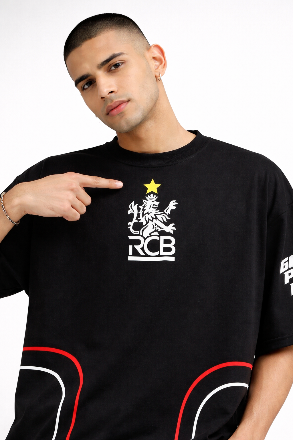 RCB Oversized Fan T-Shirt – Black | Unisex Royal Streetwear Tee Black