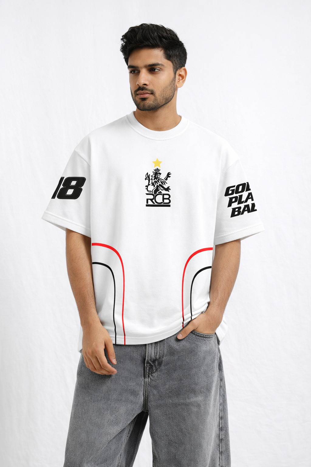 RCB Oversized Fan T-Shirt – Black | Unisex Royal Streetwear Tee White