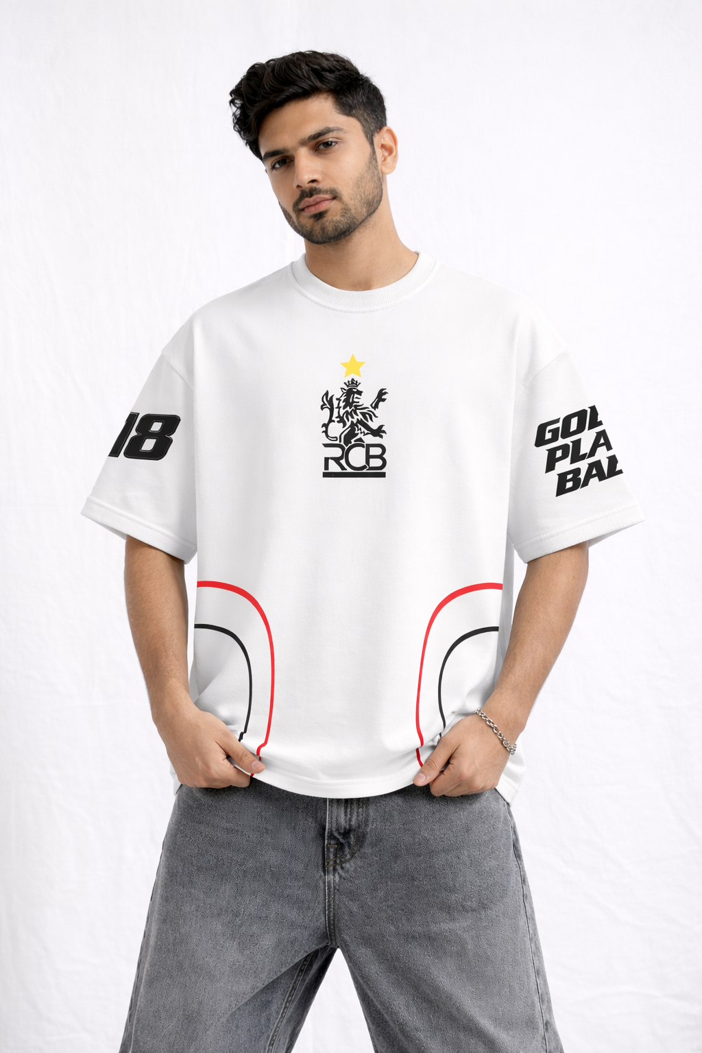 RCB Oversized Fan T-Shirt – Black | Unisex Royal Streetwear Tee White