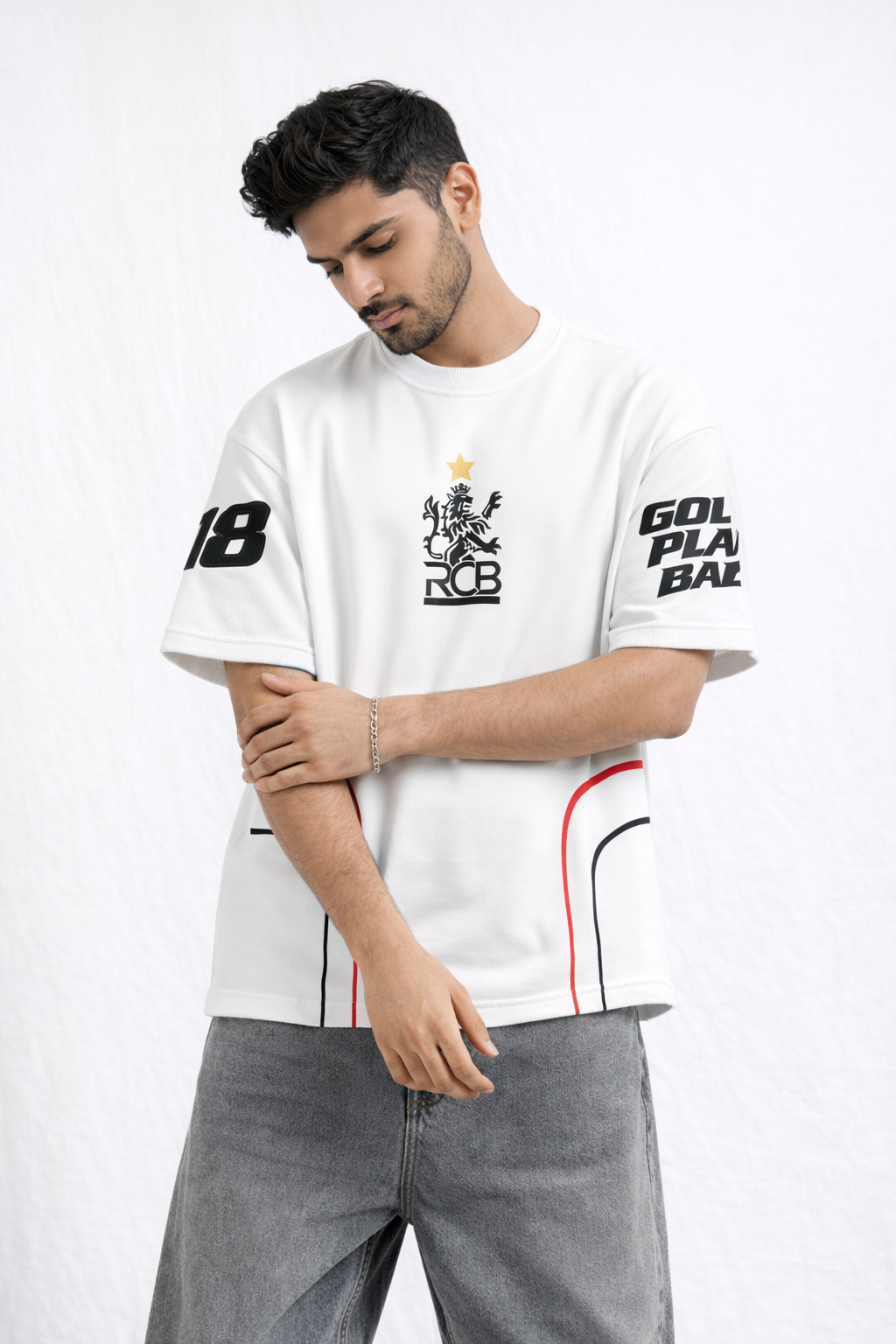 RCB Oversized Fan T-Shirt – Black | Unisex Royal Streetwear Tee White