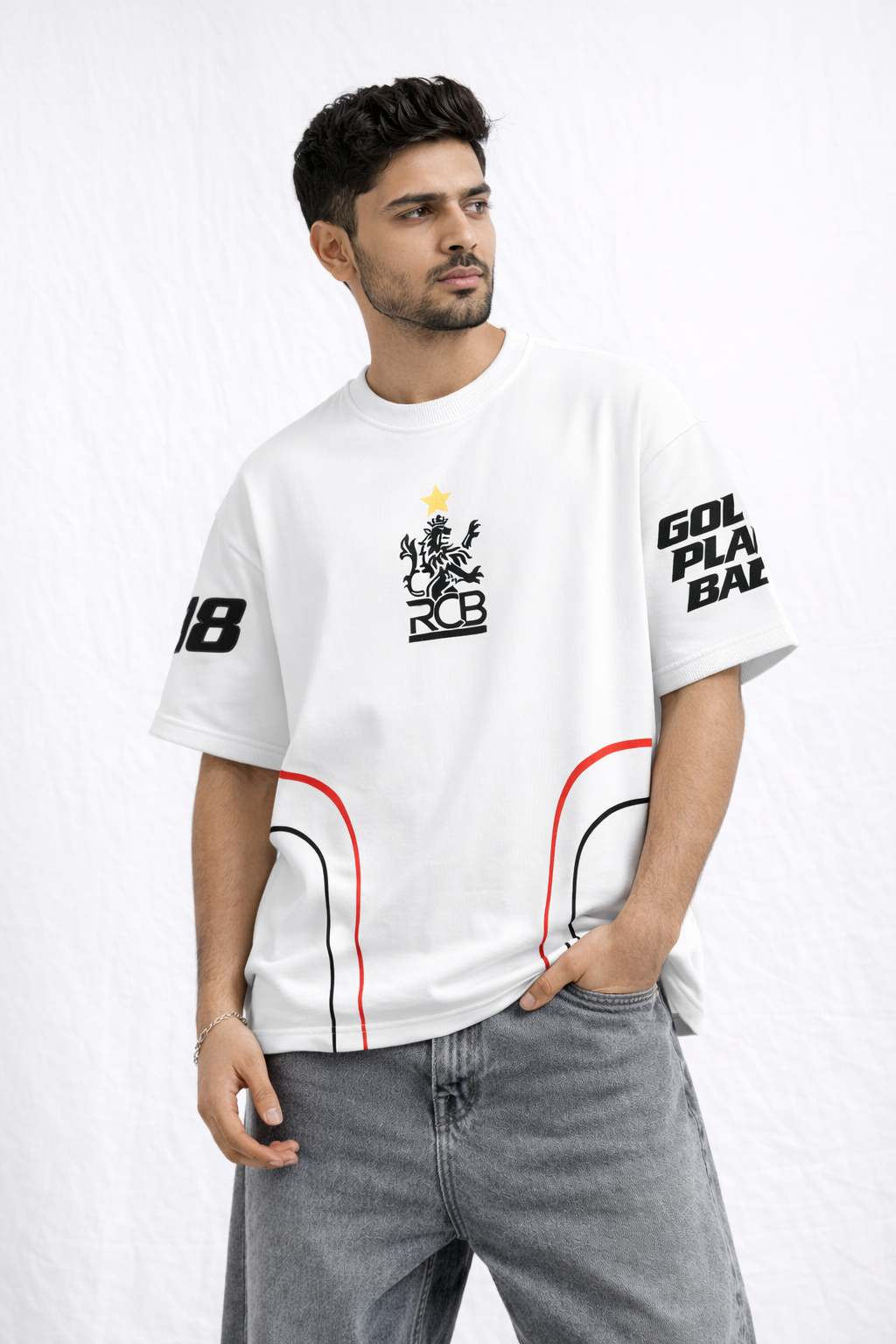 RCB Oversized Fan T-Shirt – Black | Unisex Royal Streetwear Tee White