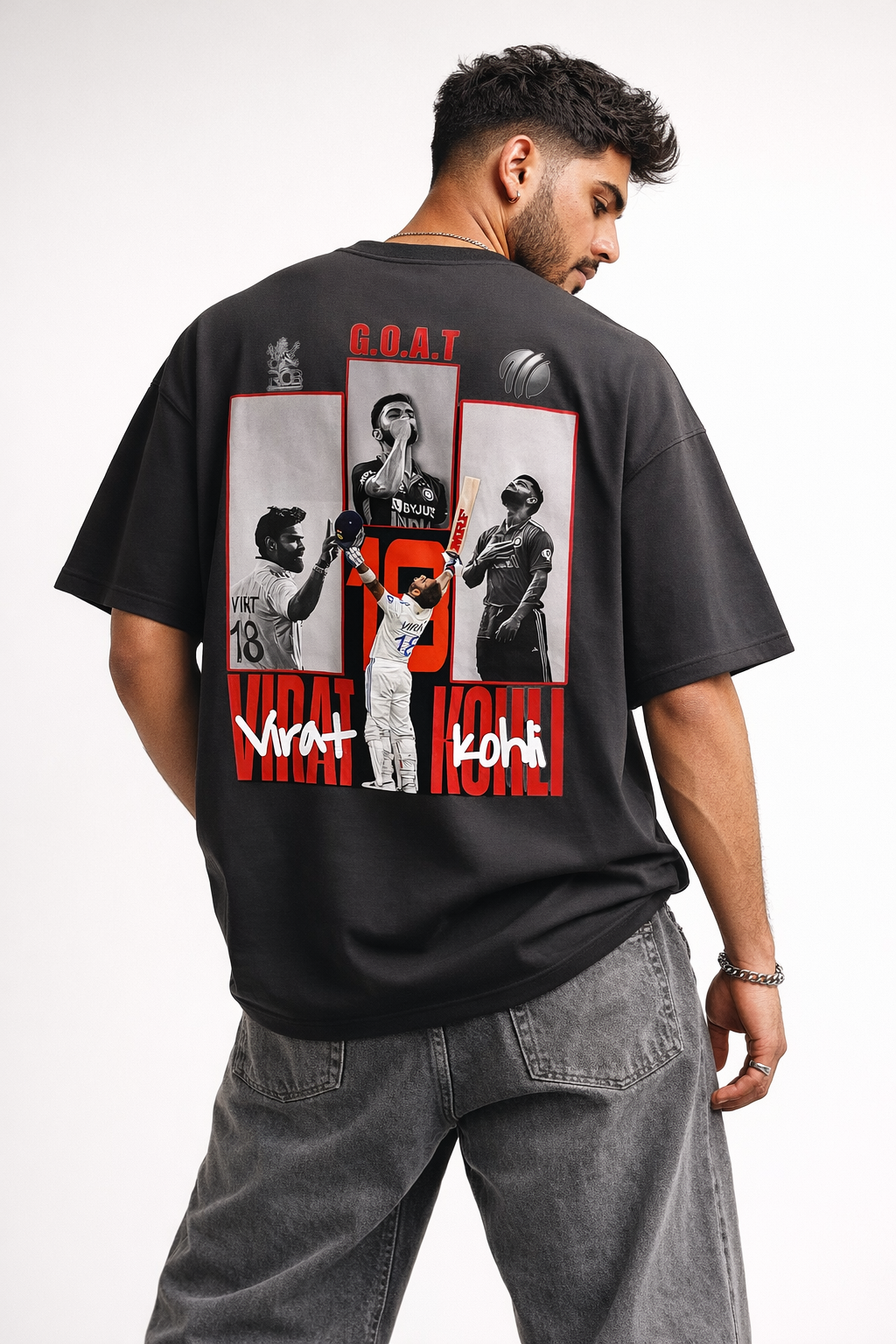 Virat Kohli GOAT Oversized Unisex T-Shirt – Premium Streetwear Graphic Tee | Black