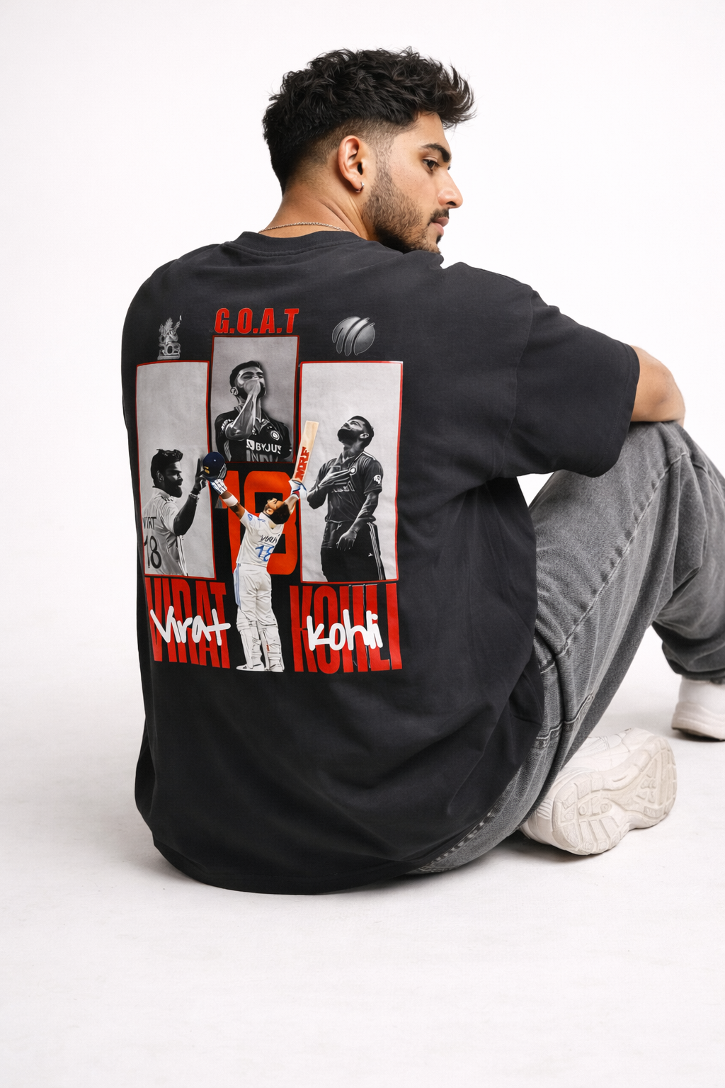 Virat Kohli GOAT Oversized Unisex T-Shirt – Premium Streetwear Graphic Tee | Black